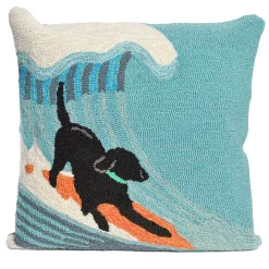 Liora Manne Surfing Dog Ocean Throw Pillow