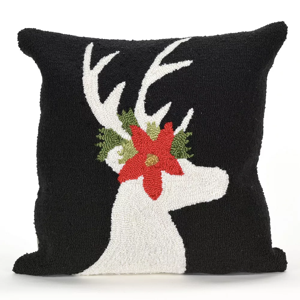 Liora Manne Frontporch Reindeer Indoor Outdoor Throw Pillow 3 Liora Manne Frontporch Reindeer Indoor Outdoor Throw Pillow