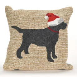 Liora Manne Frontporch Christmas Dog Indoor Outdoor Throw Pillow
