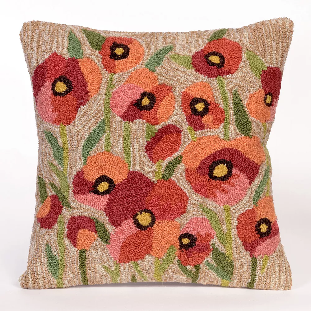 Liora Manne Frontporch Poppies Indoor Outdoor Throw Pillow 3 Liora Manne Frontporch Poppies Indoor Outdoor Throw Pillow