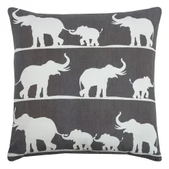 Rizzy Home Elephants Printed Embroidered Throw Pillow