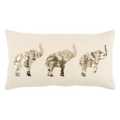 Rizzy Home Sequin Elephants Oblong Throw Pillow