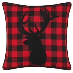 Eddie Bauer Cabin Plaid Stag Head Throw Pillow