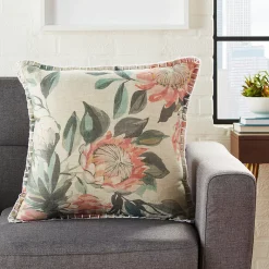 Mina Victory Floral Natural Throw Pillow -Safavieh Store 3736619 ALT