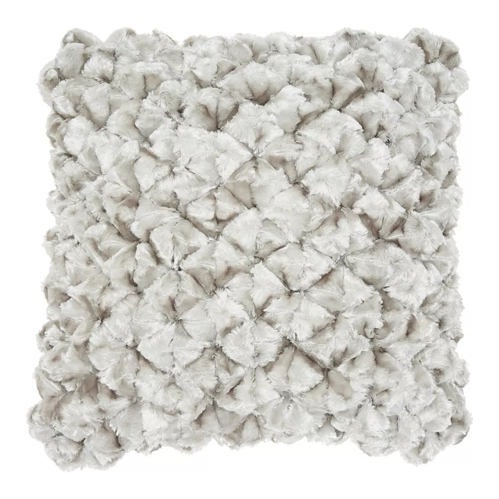 Mina Victory Velvet Shimmer Poms Silver Throw Pillow 3 Mina Victory Velvet Shimmer Poms Silver Throw Pillow