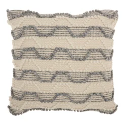 Mina Victory 16" X 16" Beige Loop Shag Throw Pillow