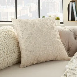 Mina Victory Life Styles Embroidered Feathers Throw Pillow -Safavieh Store 3736636 ALT