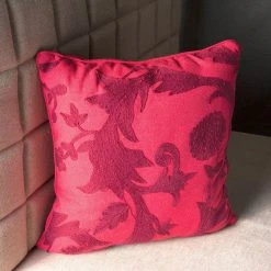 Edie At Home Edie@Home Floral Crewel Embroidered Throw Pillow -Safavieh Store 3917885 ALT3