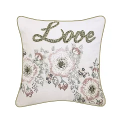 Edie At Home Edie@Home Celebrations Floral Beaded "Love" Throw Pillow