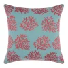 Mina Victory Embellished Corals Turquoise Green Outdoor Throw Pillow -Safavieh Store 3940499 Aqua Coral