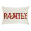 Mina Victory Embroidered "Family" Beige Christmas Throw Pillow -Safavieh Store 3940858