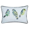 Edie At Home Edie@Home Reversible Ribbon Blue Birds Decorative Lumbar Pillow