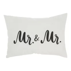 Kathy Ireland Home "Mr & Mr" White Oblong Throw Pillow