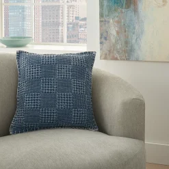 Mina Victory Life Styles Stonewash Checker Throw Pillow -Safavieh Store 4408016 ALT