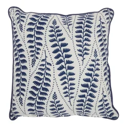 Mina Victory Life Styles Printed Leaves Blue Throw Pillow