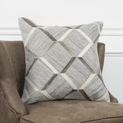 Rizzy Home Joseph Leather Accented Down Fill Throw Pillow -Safavieh Store 4453461 ALT5