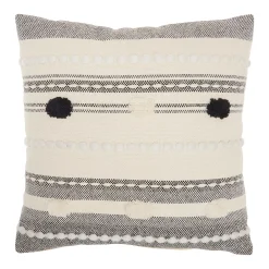 Mina Victory Ribbed Pom Pom Throw Pillow