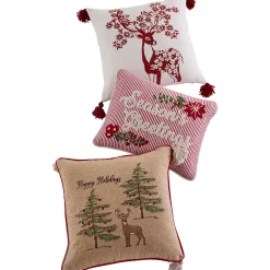 Levtex Home Villa Lugano Sleigh Bells Red Deer Embroidered Pillow -Safavieh Store 4638869 ALT3