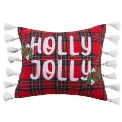 Levtex Home Thatch Home Spencer Plaid Holly Jolly Tassel Pillow