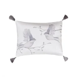 Homthreads Arista Gray Birds Tassel Pillow