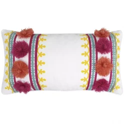 Homthreads Leora Pom Embroidered Pillow