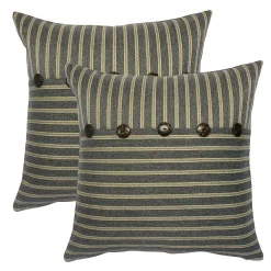 HFI Ticking Stripe Pieced 2-piece Throw Pillow Set
