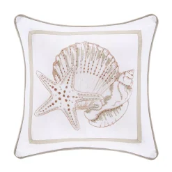 Royal Court Water Front Coral 16" Square Decorative Throw Pillow