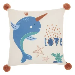 Mina Victory Plush Unicorn Whale Throw Pillow
