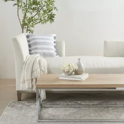 Mina Victory Life Styles Chambray Stripes Throw Pillow -Safavieh Store 5048454 ALT2