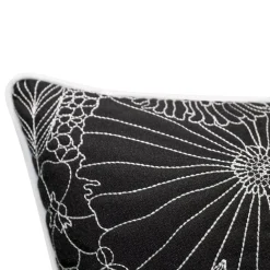 Edie At Home Edie@Home Fine Line Embroidered Floral Indoor Outdoor Throw Pillow -Safavieh Store 5054343 ALT
