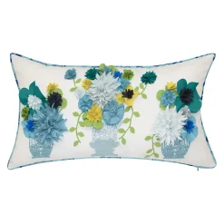 Edie At Home Edie@Home Indoor Outdoor Flower Pots Dimensional Embroidered Throw Pillow