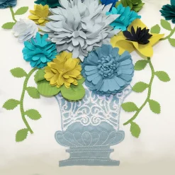 Edie At Home Edie@Home Indoor Outdoor Flower Pots Dimensional Embroidered Throw Pillow -Safavieh Store 5058583 ALT3