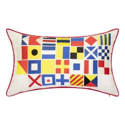 Edie At Home Edie@Home Indoor Outdoor Nautical Flags Reversible Throw Pillow