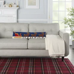 Mina Victory Home For The Holiday Reindeer Sleigh Long Lumbar Throw Pillow -Safavieh Store 5283688 ALT