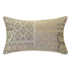 Edie At Home Edie@Home Velvet Patchwork Embroidered Lumbar Throw Pillow