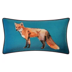 Edie At Home Edie@Home Watercolor Fox Print With Ribbon Embroidery Throw Pillow
