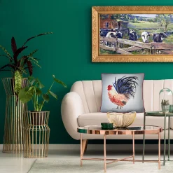 Edie At Home Edie@Home Watercolor Rooster Print With Ribbon Embroidery Throw Pillow 11 Edie At Home Edie@Home Watercolor Rooster Print With Ribbon Embroidery Throw Pillow -Safavieh Store 5534686 ALT5