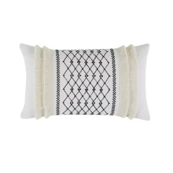 INK+IVY Bea Removable Cover Embroidered Geometric Oblong Throw Pillow