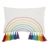 Mina Victory Plush Lines Rainbow With Tassels Multicolor Indoor Throw Pillow -Safavieh Store 5778465