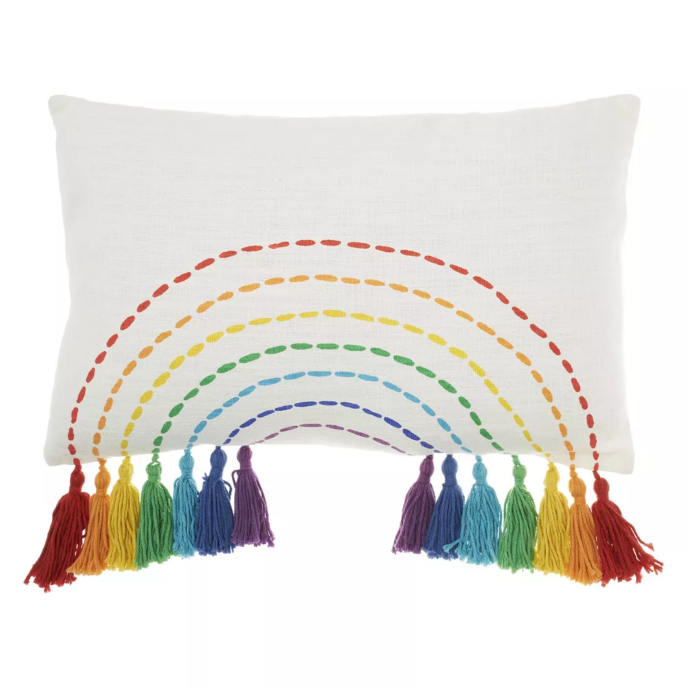 Mina Victory Plush Lines Rainbow With Tassels Multicolor Indoor Throw Pillow 3 Mina Victory Plush Lines Rainbow With Tassels Multicolor Indoor Throw Pillow
