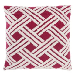 Mina Victory Faux Fur Jaquared Basketweave Indoor Throw Pillow