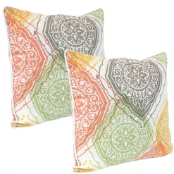 Sunnydaze Decor Sunnydaze Set Of 2 Outdoor Throw Pillows - 16-Inch - Muted Damask Mandalas