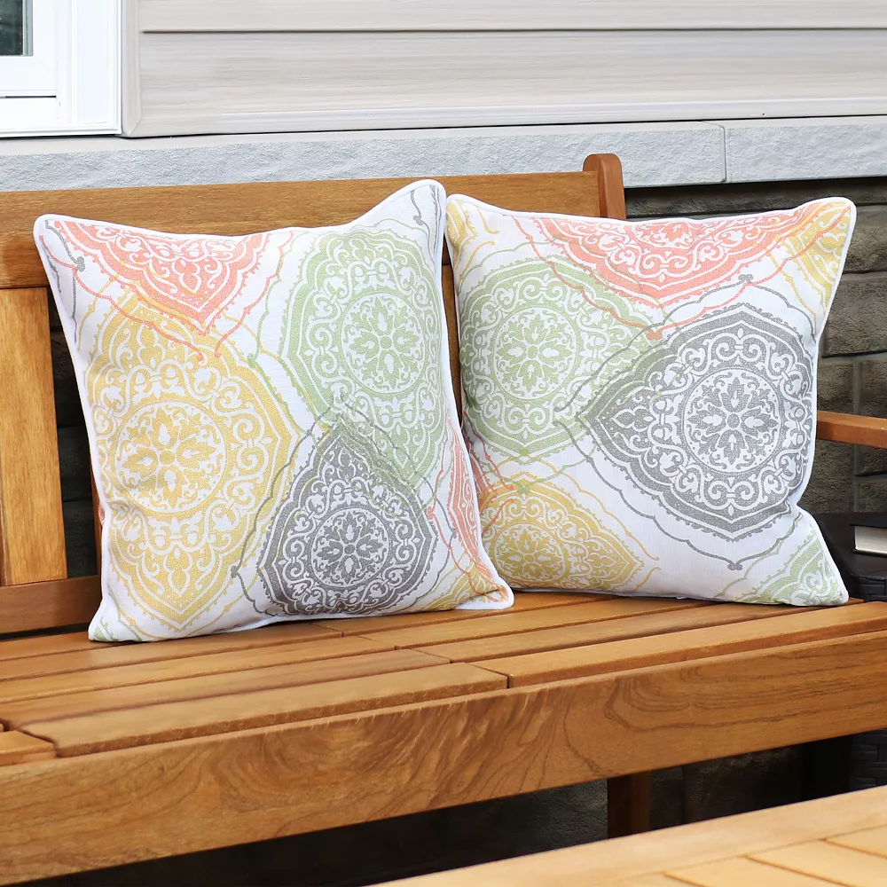 Sunnydaze Decor Sunnydaze Set Of 2 Outdoor Throw Pillows - 16-Inch - Muted Damask Mandalas 4 Sunnydaze Decor Sunnydaze Set Of 2 Outdoor Throw Pillows - 16-Inch - Muted Damask Mandalas - Image 2