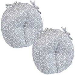 Sunnydaze Decor Sunnydaze Outdoor Round Bistro Seat Cushion - Gray Damask - Set Of 2