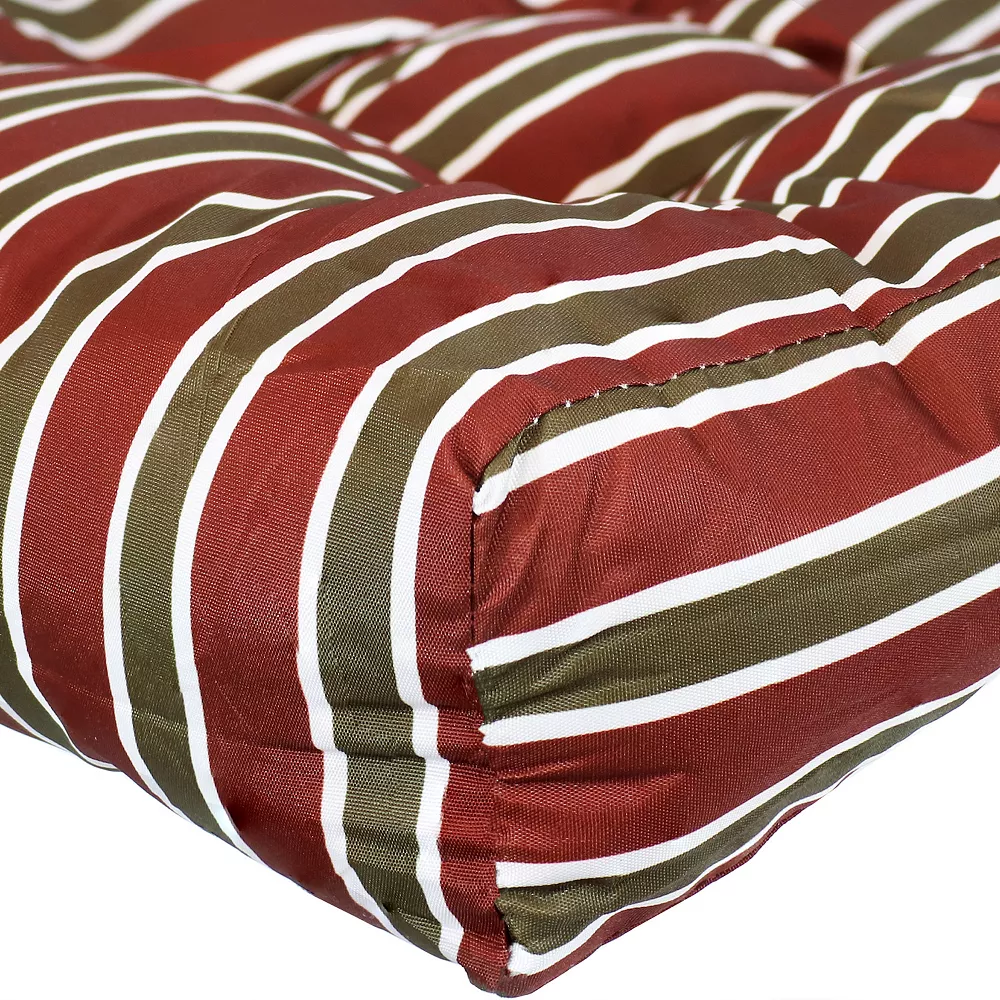 Sunnydaze Decor Sunnydaze Outdoor Square Tufted Seat Cushion - Red Stripe - Set Of 2 5 Sunnydaze Decor Sunnydaze Outdoor Square Tufted Seat Cushion - Red Stripe - Set Of 2 - Image 3