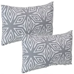 Sunnydaze Decor Sunnydaze 2 Indoor/Outdoor Lumbar Throw Pillow Covers- 20-Inch - Gray Geometric