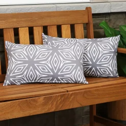 Sunnydaze Decor Sunnydaze 2 Outdoor Lumbar Throw Pillows - 12 X 20-Inch - Gray Geometric -Safavieh Store 5817234 ALT