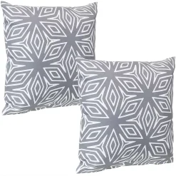 Sunnydaze Decor Sunnydaze 2 Square Outdoor Throw Pillow Covers - 17-Inch - Gray Geometric