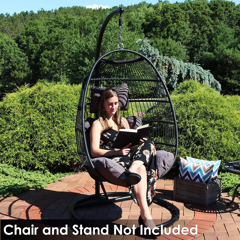 Sunnydaze Decor Sunnydaze Julia Egg Chair Replacement Seat And Headrest Cushions - Gray 4 Sunnydaze Decor Sunnydaze Julia Egg Chair Replacement Seat And Headrest Cushions - Gray - Image 2