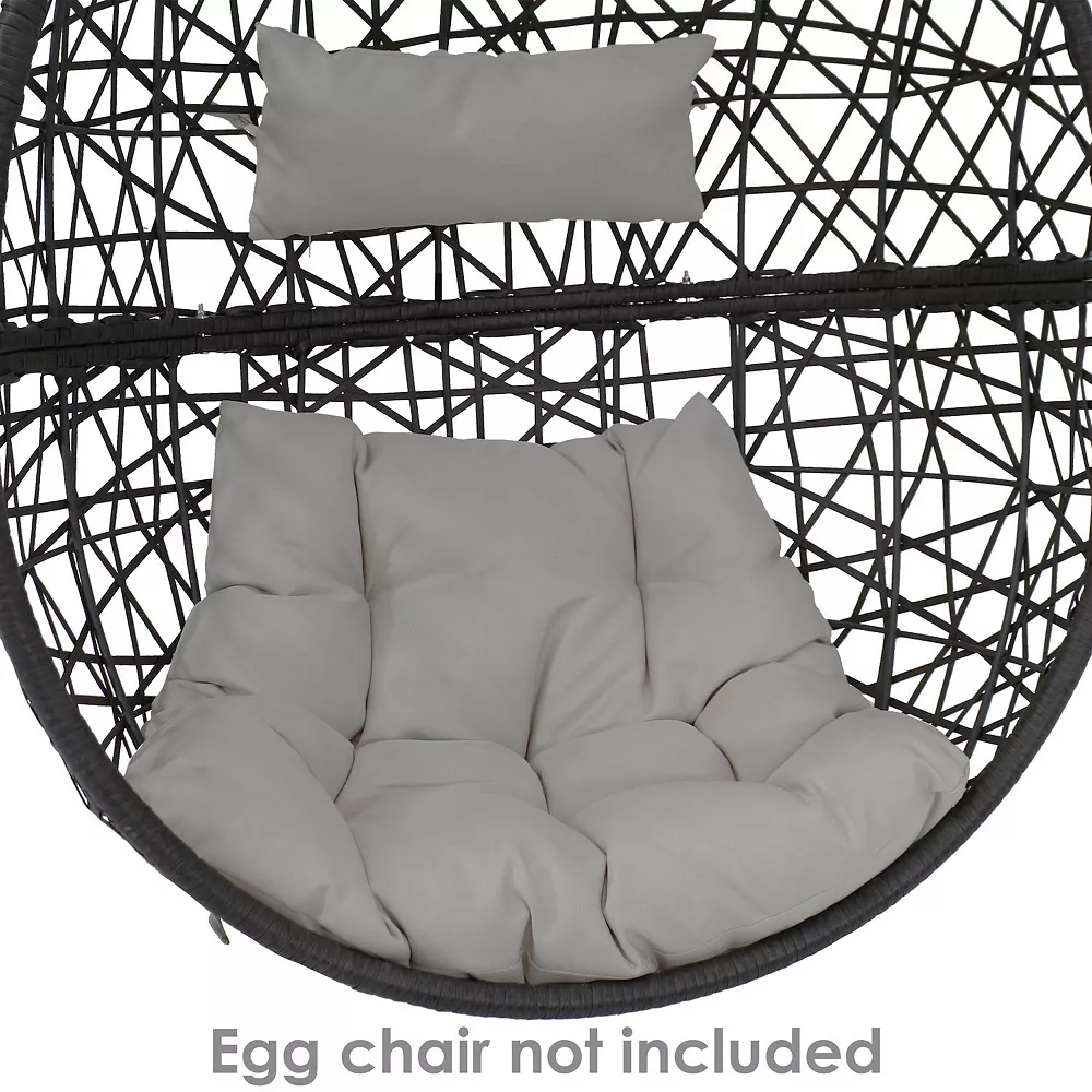 Sunnydaze Decor Sunnydaze Caroline Egg Chair Replacement Seat And Headrest Cushions - Gray 6 Sunnydaze Decor Sunnydaze Caroline Egg Chair Replacement Seat And Headrest Cushions - Gray - Image 4